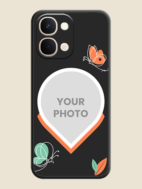 Custom Upload Pic With Simple Butterly Design On Space Black Custom Soft Matte Mobile Back Cover - Vivo T5X 5G - alternate view