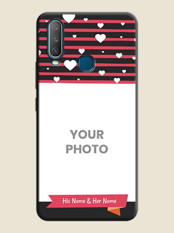 Custom White Color Love Symbols with Pink Lines Pattern on Space Black Custom Soft Matte Phone Cases - Vivo U10 - alternate view