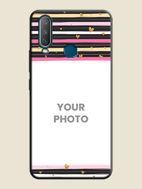 Custom Multicolor Lines and Golden Love Symbols Design - Photo on Space Black Soft Matte Mobile Cover - Vivo U10 - alternate view