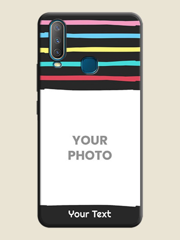 Custom Multicolor Lines with Image on Space Black Personalized Soft Matte Phone Covers - Vivo U10 - alternate view