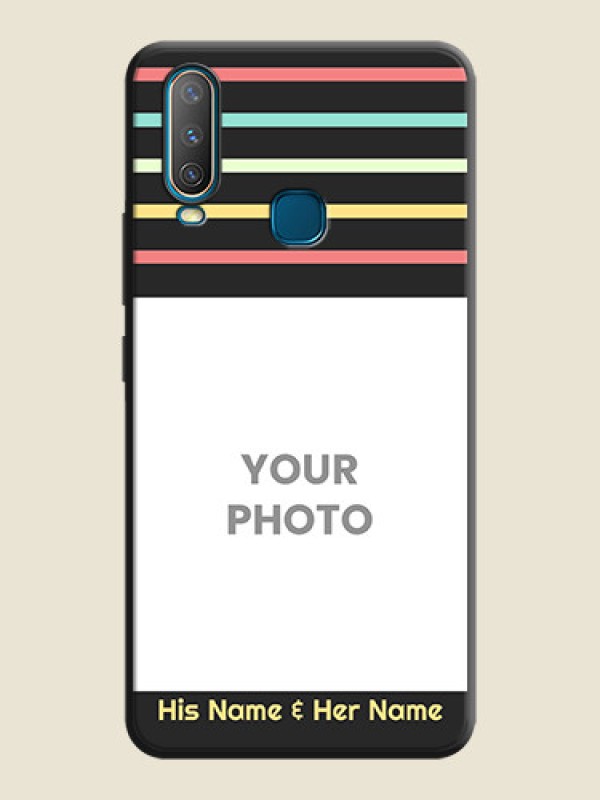Custom Color Stripes with Photo and Text - Photo on Space Black Soft Matte Mobile Case - Vivo U10 - alternate view