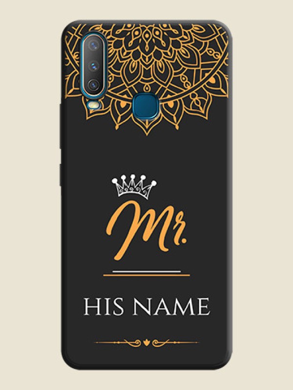 Custom Mr Name with Floral Design  on Personalised Space Black Soft Matte Cases - Vivo U10 - alternate view