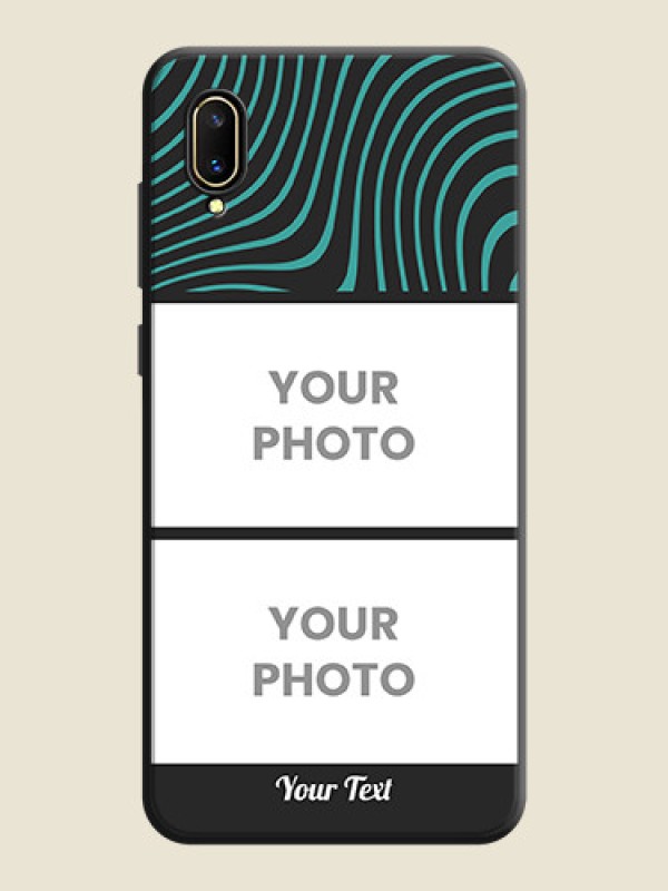 Custom Wave Pattern with 2 Image Holder on Space Black Personalized Soft Matte Phone Covers - Vivo V11 Pro - alternate view