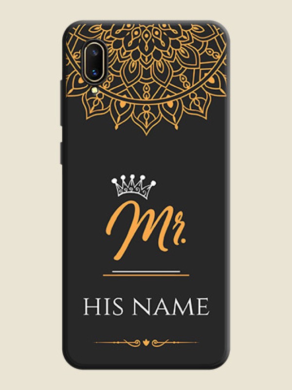 Custom Mr Name with Floral Design  on Personalised Space Black Soft Matte Cases - Vivo V11 Pro - alternate view