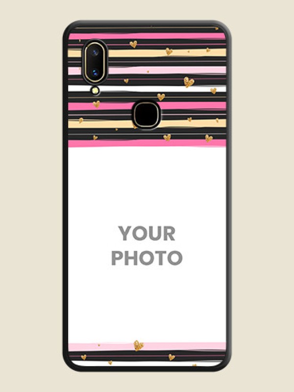 Custom Multicolor Lines and Golden Love Symbols Design - Photo on Space Black Soft Matte Mobile Cover - Vivo V11 - alternate view