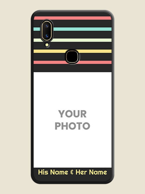 Custom Color Stripes with Photo and Text - Photo on Space Black Soft Matte Mobile Case - Vivo V11 - alternate view
