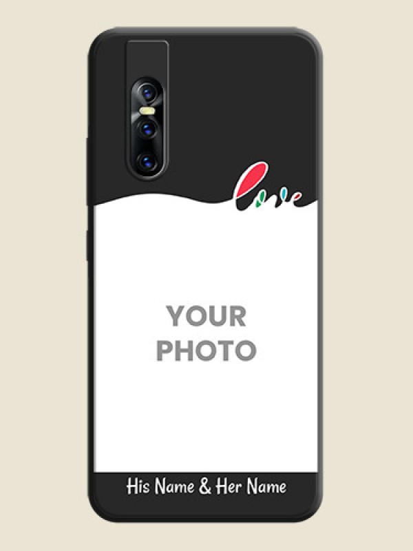 Custom Fall in Love Pattern with Picture - Photo on Space Black Soft Matte Mobile Case - Vivo V15 Pro - alternate view