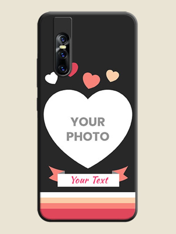 Custom Love Shaped Photo with Colorful Stripes on Personalised Space Black Soft Matte Cases - Vivo V15 Pro - alternate view
