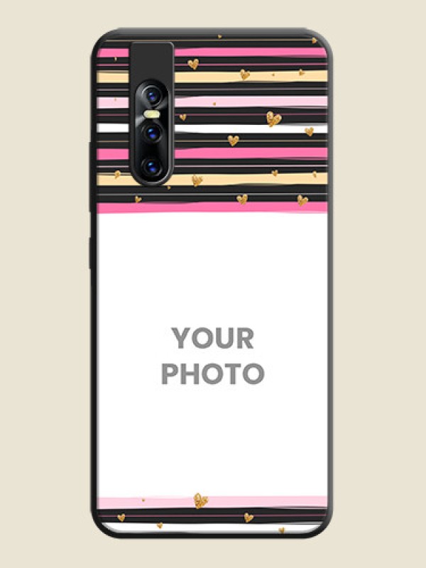 Custom Multicolor Lines and Golden Love Symbols Design - Photo on Space Black Soft Matte Mobile Cover - Vivo V15 Pro - alternate view