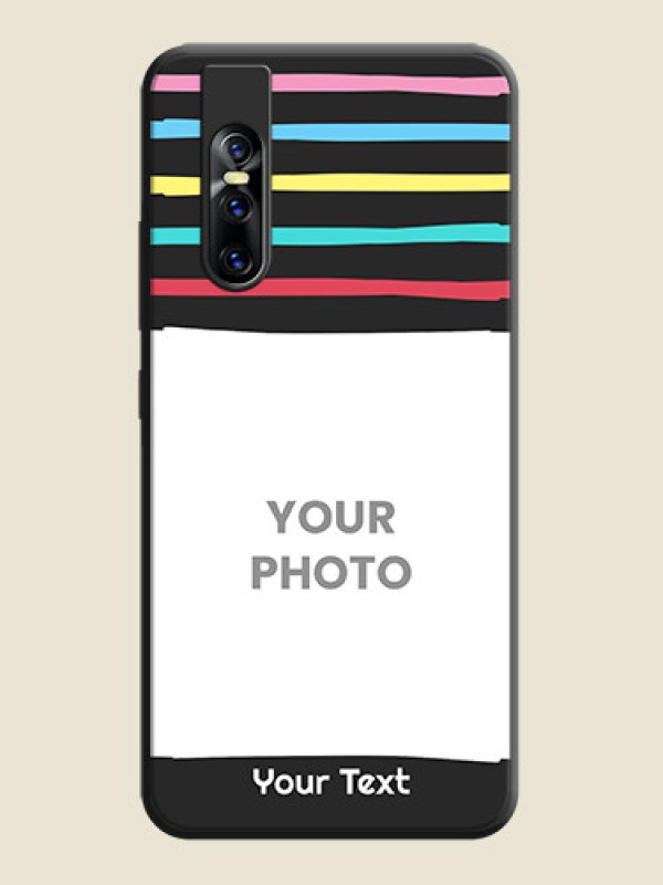Custom Multicolor Lines with Image on Space Black Personalized Soft Matte Phone Covers - Vivo V15 Pro - alternate view