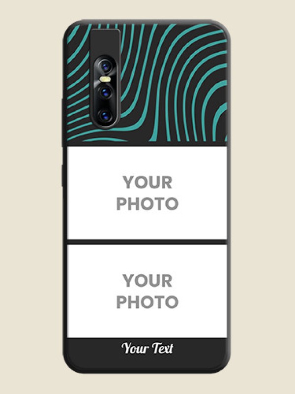 Custom Wave Pattern with 2 Image Holder on Space Black Personalized Soft Matte Phone Covers - Vivo V15 Pro - alternate view