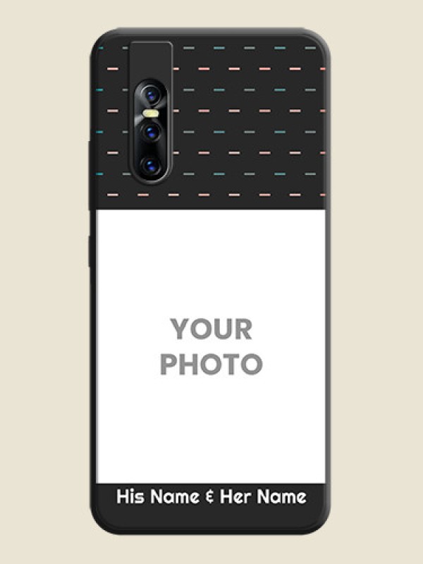 Custom Line Pattern Design with Text on Space Black Custom Soft Matte Phone Back Cover - Vivo V15 Pro - alternate view