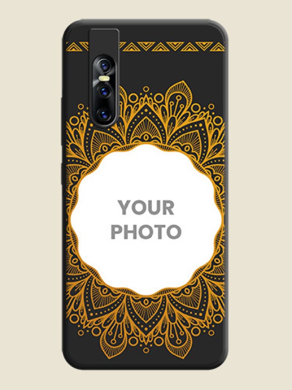 Custom Round Image with Floral Design - Photo on Space Black Soft Matte Mobile Cover - Vivo V15 Pro - alternate view
