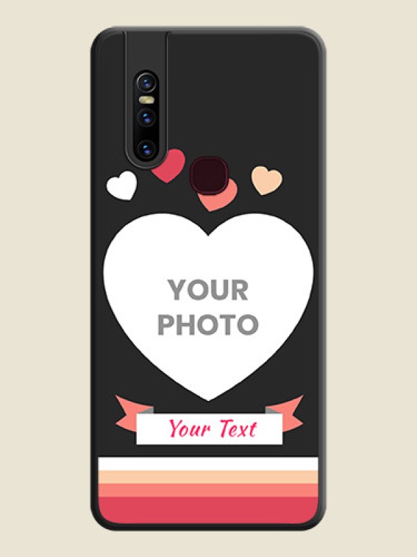 Custom Love Shaped Photo with Colorful Stripes on Personalised Space Black Soft Matte Cases - Vivo V15 - alternate view