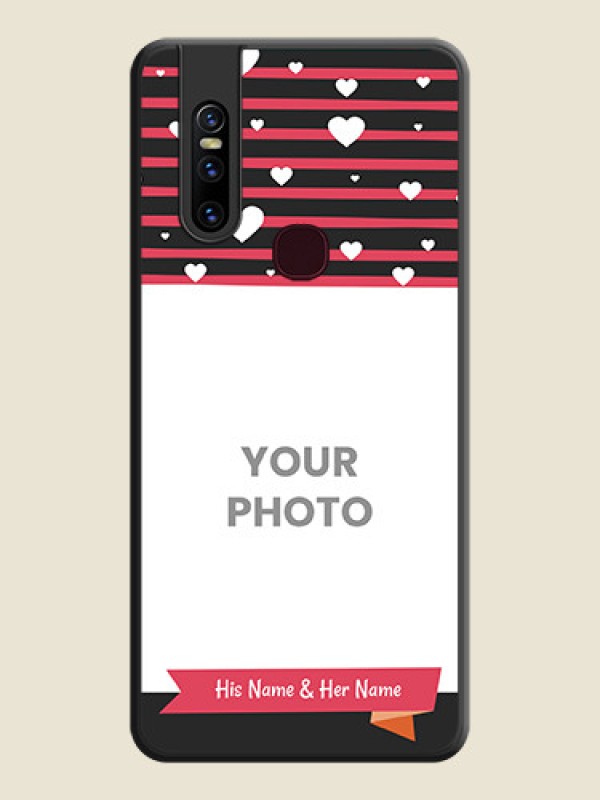 Custom White Color Love Symbols with Pink Lines Pattern on Space Black Custom Soft Matte Phone Cases - Vivo V15 - alternate view
