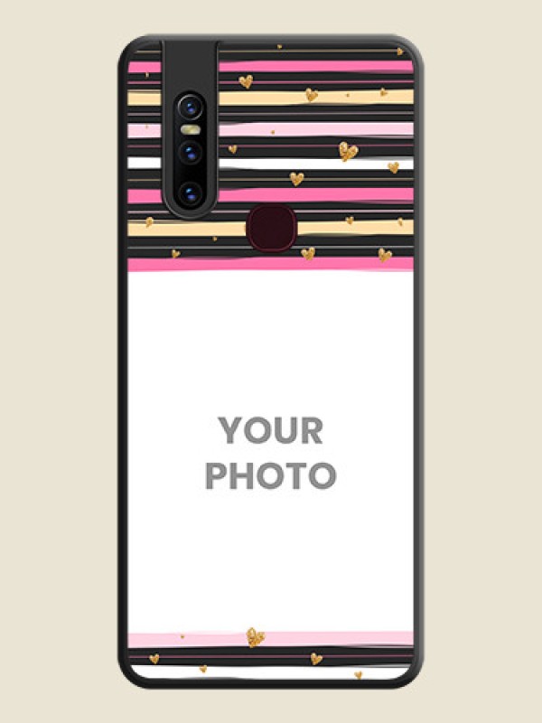 Custom Multicolor Lines and Golden Love Symbols Design on Photo on Space Black Soft Matte Mobile Cover - Vivo V15 - alternate view
