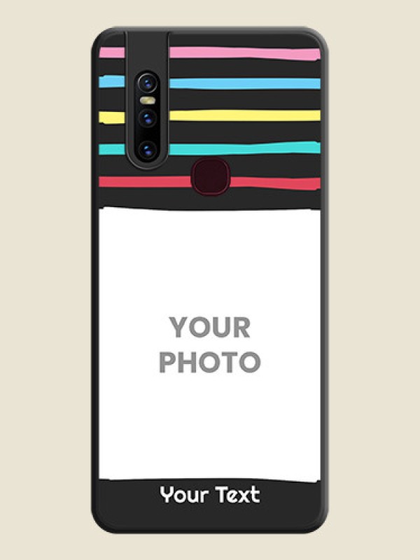 Custom Multicolor Lines with Image on Space Black Personalized Soft Matte Phone Covers - Vivo V15 - alternate view