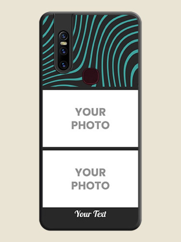 Custom Wave Pattern with 2 Image Holder on Space Black Personalized Soft Matte Phone Covers - Vivo V15 - alternate view