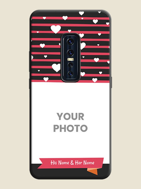 Custom White Color Love Symbols with Pink Lines Pattern on Space Black Custom Soft Matte Phone Cases - Vivo V17 Pro - alternate view