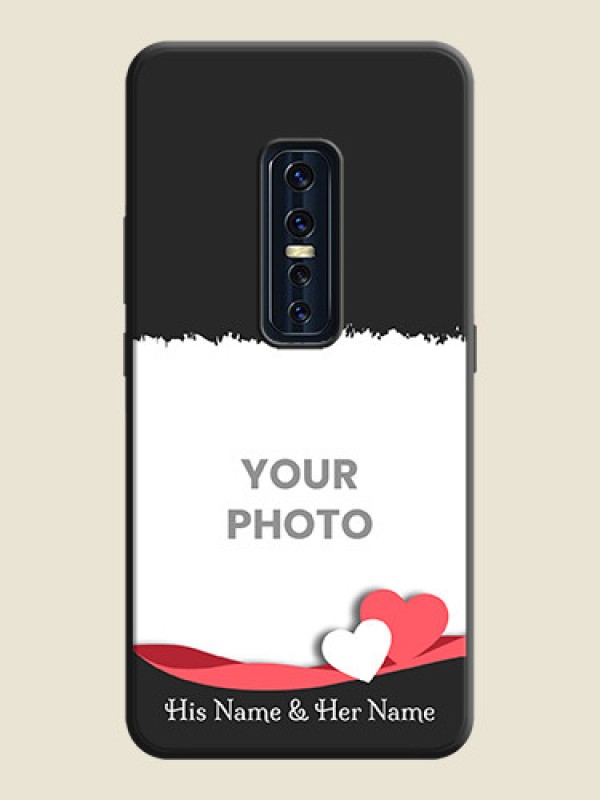 Custom Pink Color Love Shaped Ribbon Design with Text on Space Black Custom Soft Matte Phone Back Cover - Vivo V17 Pro - alternate view