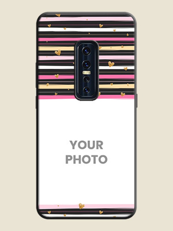 Custom Multicolor Lines and Golden Love Symbols Design - Photo on Space Black Soft Matte Mobile Cover - Vivo V17 Pro - alternate view