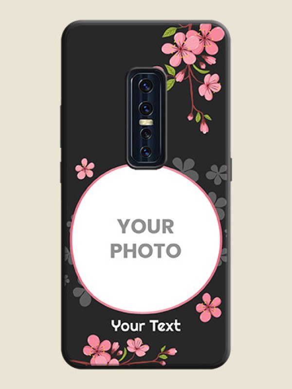 Custom Round Image with Pink Color Floral Design - Photo on Space Black Soft Matte Back Cover - Vivo V17 Pro - alternate view