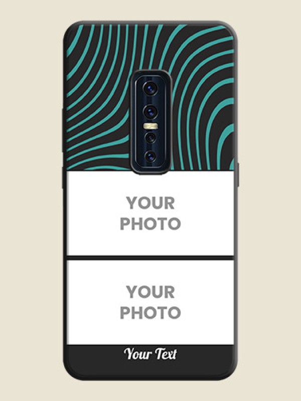 Custom Wave Pattern with 2 Image Holder on Space Black Personalized Soft Matte Phone Covers - Vivo V17 Pro - alternate view