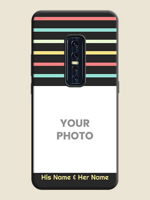 Custom Color Stripes with Photo and Text - Photo on Space Black Soft Matte Mobile Case - Vivo V17 Pro - alternate view