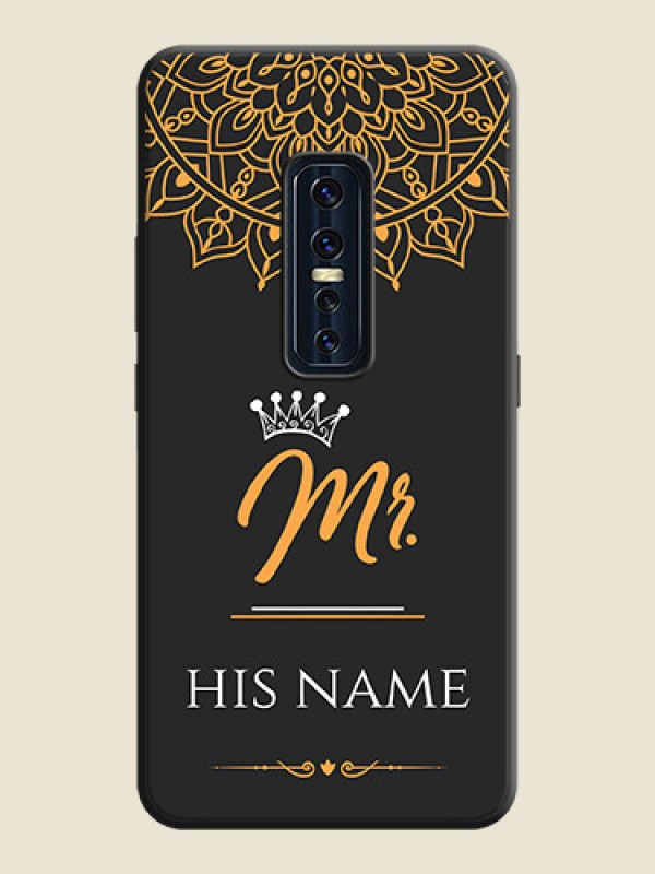 Custom Mr Name with Floral Design  on Personalised Space Black Soft Matte Cases - Vivo V17 Pro - alternate view