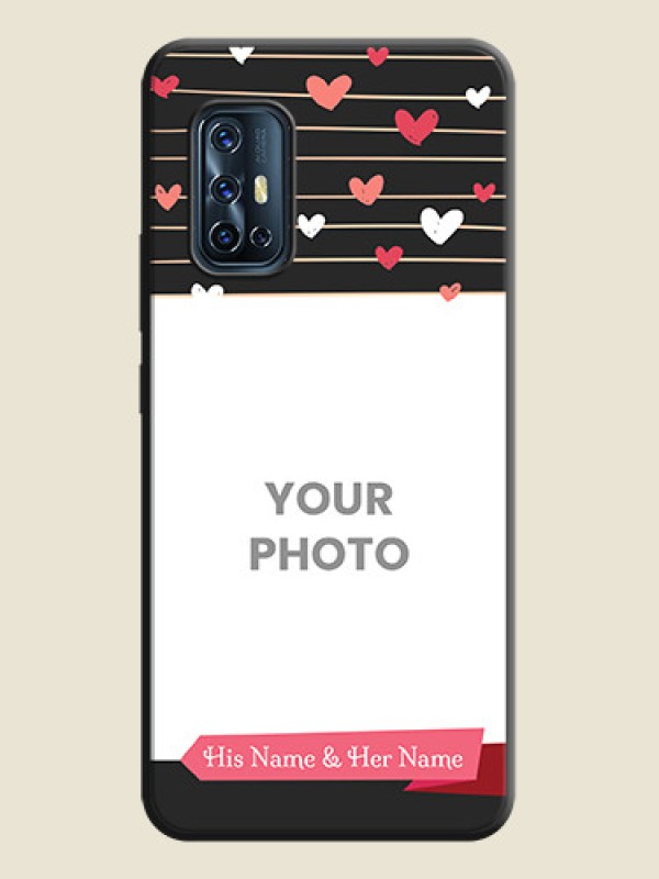Custom Love Pattern with Name on Pink Ribbon  - Photo on Space Black Soft Matte Back Cover - Vivo V17 - alternate view