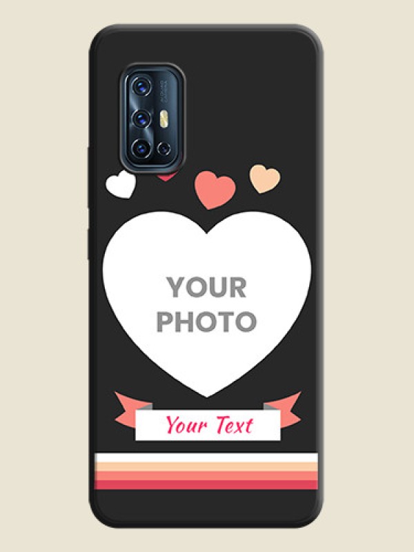 Custom Love Shaped Photo with Colorful Stripes on Personalised Space Black Soft Matte Cases - Vivo V17 - alternate view