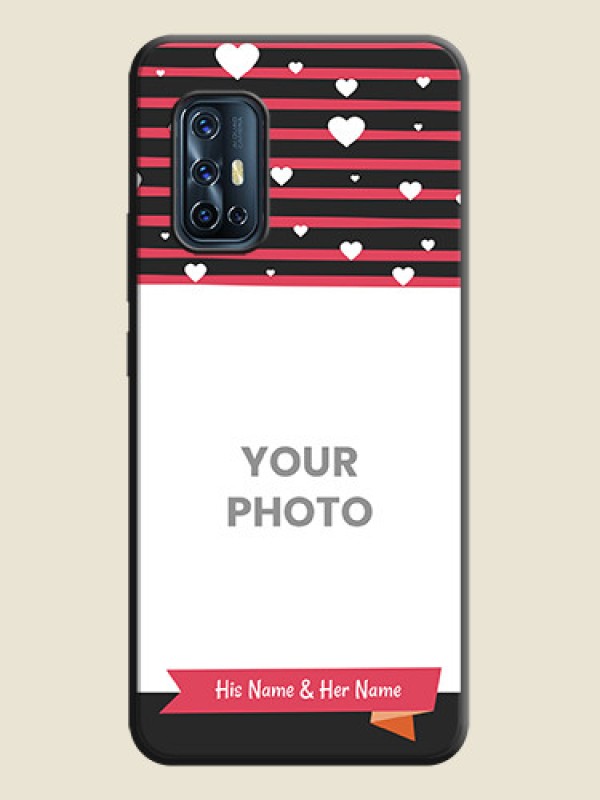Custom White Color Love Symbols with Pink Lines Pattern on Space Black Custom Soft Matte Phone Cases - Vivo V17 - alternate view
