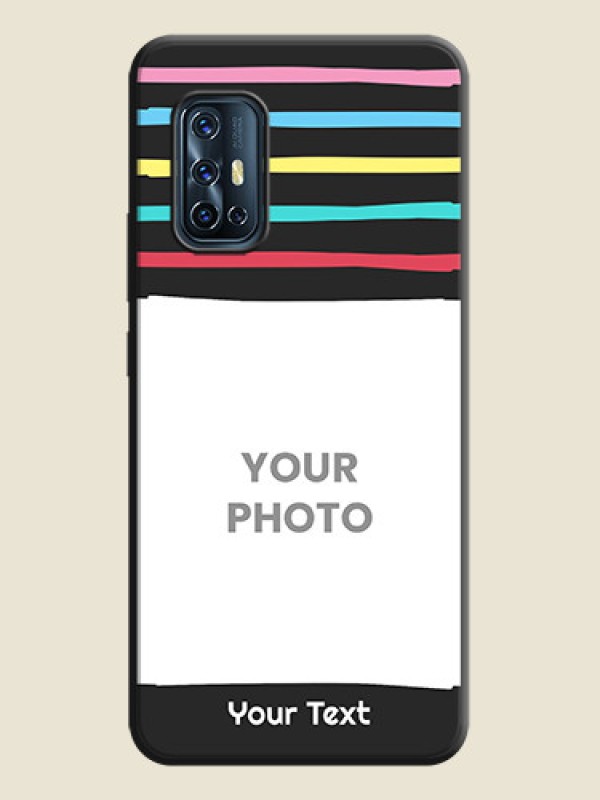 Custom Multicolor Lines with Image on Space Black Personalized Soft Matte Phone Covers - Vivo V17 - alternate view