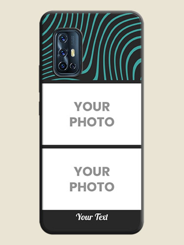 Custom Wave Pattern with 2 Image Holder on Space Black Personalized Soft Matte Phone Covers - Vivo V17 - alternate view