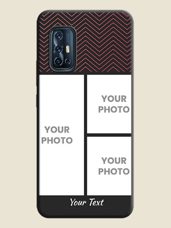 Custom Wave Pattern with 3 Image Holder on Space Black Custom Soft Matte Back Cover - Vivo V17 - alternate view