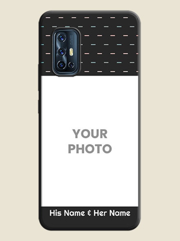 Custom Line Pattern Design with Text on Space Black Custom Soft Matte Phone Back Cover - Vivo V17 - alternate view