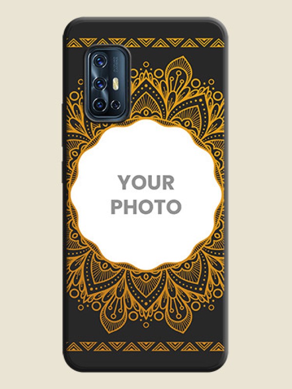 Custom Round Image with Floral Design - Photo on Space Black Soft Matte Mobile Cover - Vivo V17 - alternate view