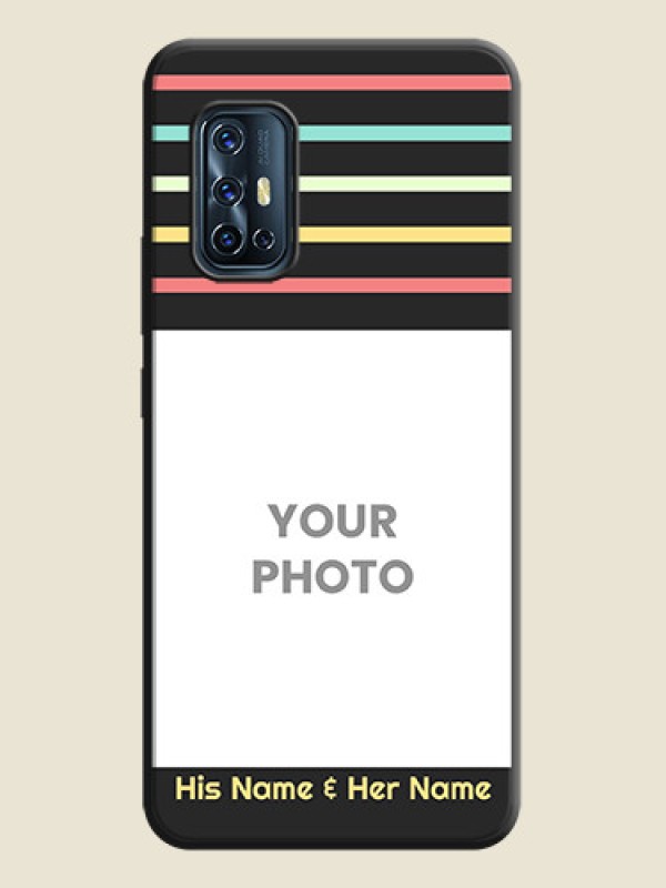 Custom Color Stripes with Photo and Text - Photo on Space Black Soft Matte Mobile Case - Vivo V17 - alternate view