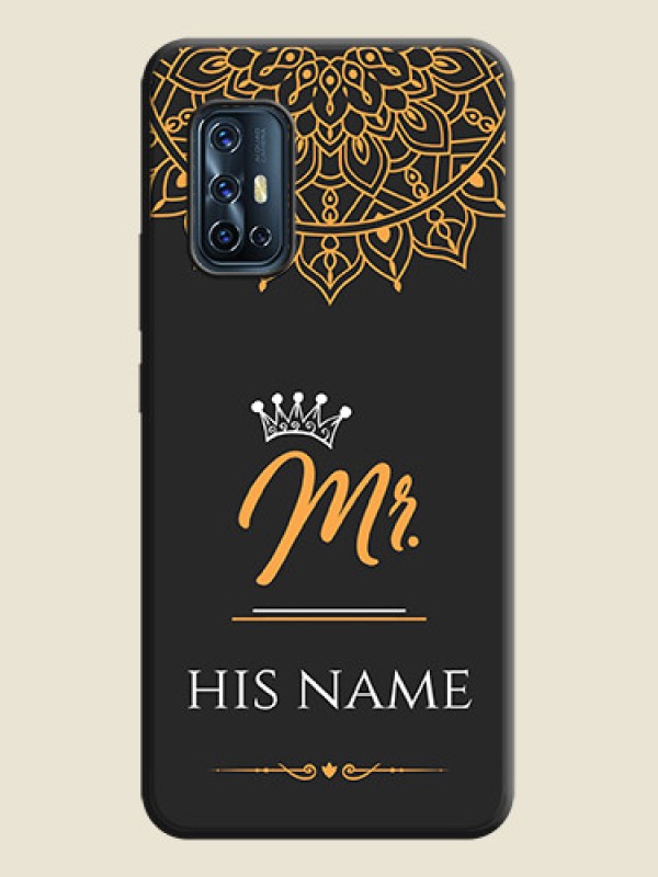 Custom Mr Name with Floral Design  on Personalised Space Black Soft Matte Cases - Vivo V17 - alternate view