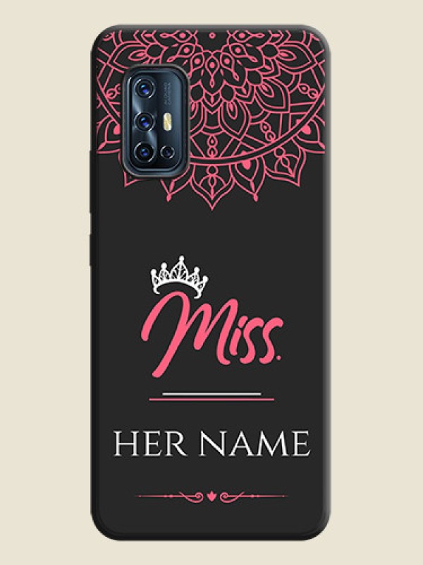 Custom Mrs Name with Floral Design on Space Black Personalized Soft Matte Phone Covers - Vivo V17 - alternate view