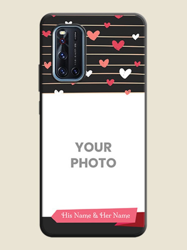 Custom Love Pattern with Name on Pink Ribbon  - Photo on Space Black Soft Matte Back Cover - Vivo V19 - alternate view