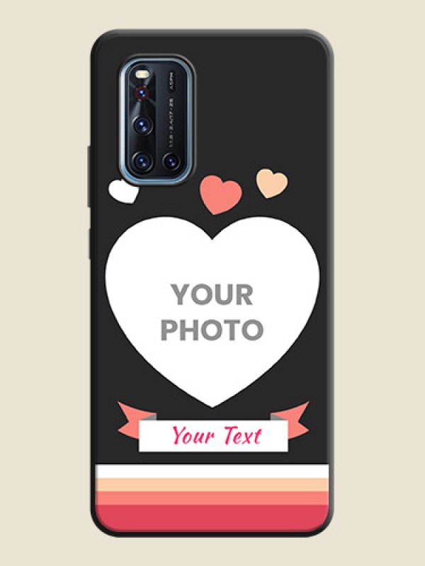 Custom Love Shaped Photo with Colorful Stripes on Personalised Space Black Soft Matte Cases - Vivo V19 - alternate view