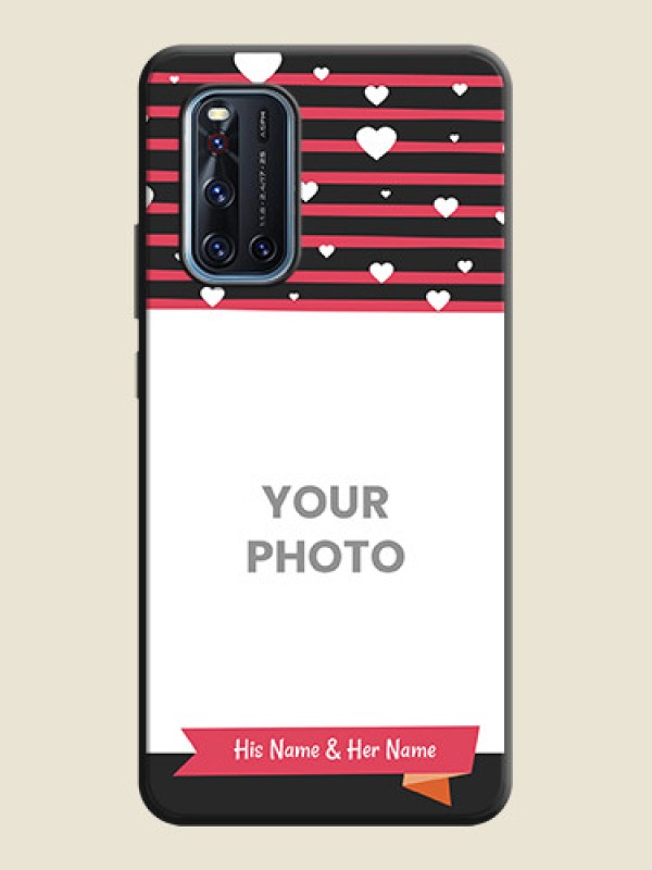 Custom White Color Love Symbols with Pink Lines Pattern on Space Black Custom Soft Matte Phone Cases - Vivo V19 - alternate view