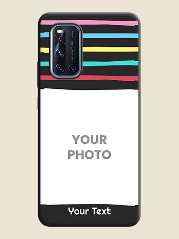 Custom Multicolor Lines with Image on Space Black Personalized Soft Matte Phone Covers - Vivo V19 - alternate view