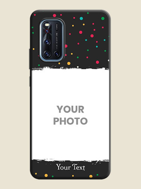 Custom Multicolor Dotted Pattern with Text on Space Black Custom Soft Matte Phone Back Cover - Vivo V19 - alternate view