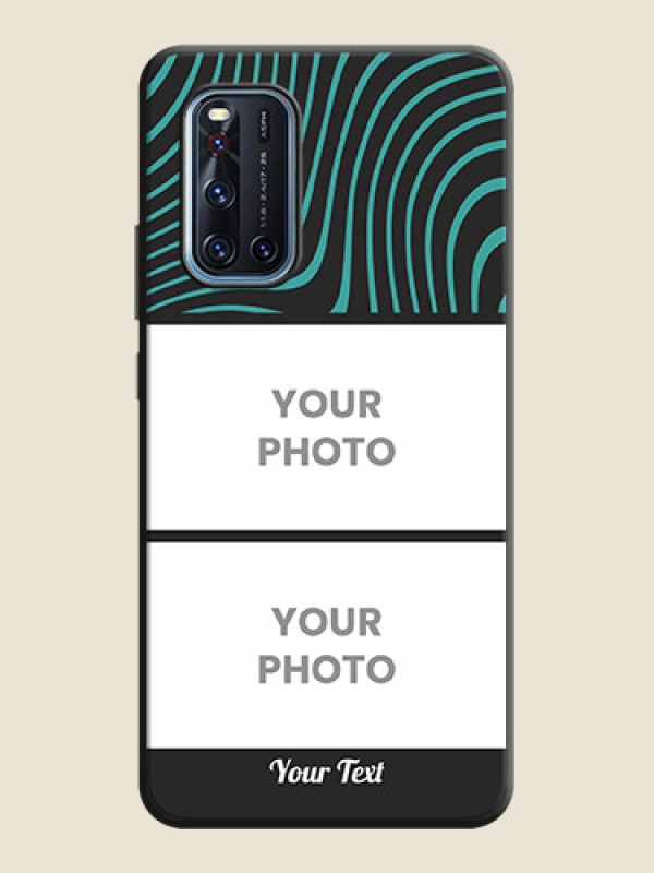 Custom Wave Pattern with 2 Image Holder on Space Black Personalized Soft Matte Phone Covers - Vivo V19 - alternate view