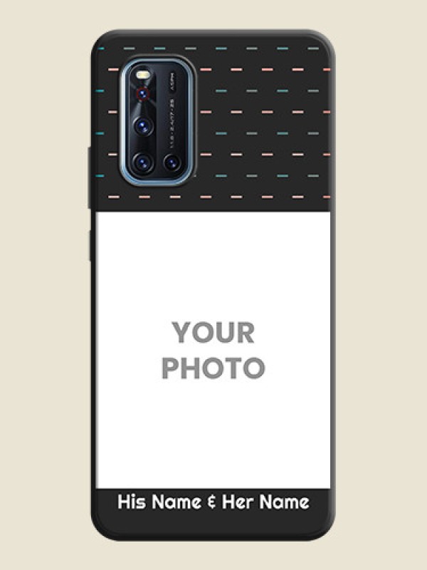 Custom Line Pattern Design with Text on Space Black Custom Soft Matte Phone Back Cover - Vivo V19 - alternate view
