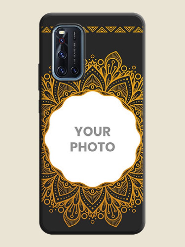 Custom Round Image with Floral Design - Photo on Space Black Soft Matte Mobile Cover - Vivo V19 - alternate view