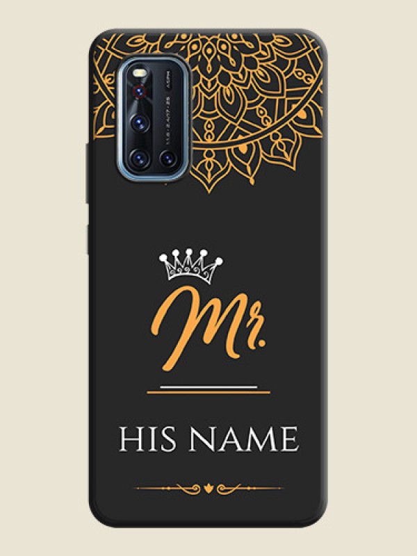 Custom Mr Name with Floral Design  on Personalised Space Black Soft Matte Cases - Vivo V19 - alternate view