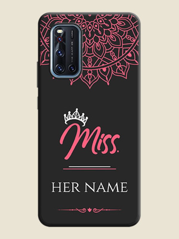 Custom Mrs Name with Floral Design on Space Black Personalized Soft Matte Phone Covers - Vivo V19 - alternate view